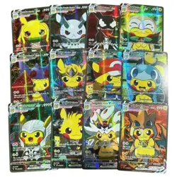 New 55PCS Pokemon Anime Holographic Cards Pikachu Characters Cosplay English - Image 4