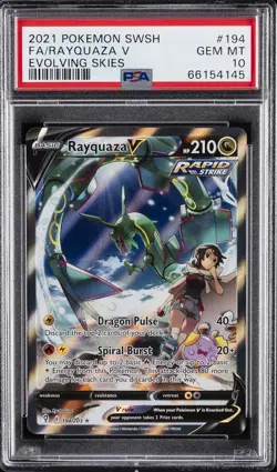 2021 POKEMON SWORD & SHIELD EVOLVING SKIES #194 FULL ART/RAYQUAZA V PSA 10 - Image 1