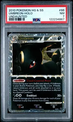 2010 POKEMON HEARTGOLD & SOULSILVER UNDAUNTED #86 UMBREON-HOLO PSA 7 - Image 1