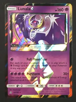 Pokemon TCG Lunala 62/156 Prism Star Holo Rare SM Ultra Prism NM - Image 1