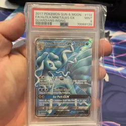 2017 Pokemon Sun & Moon Guardians Rising Full Art Alolan Ninetales GX #132 PSA 9 - Image 1