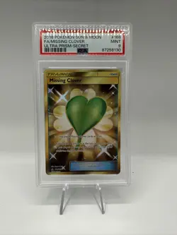 Missing Clover 168/156 S&M Ultra Prism Secret Rare Full Art Pokemon - PSA 9 MINT - Image 1