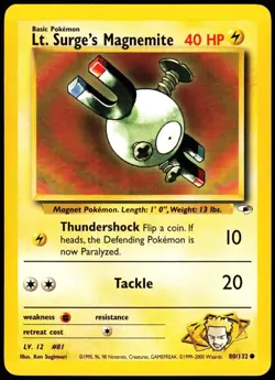 Lt Surge's Magnemite Vintage Pokemon Gym Heroes TCG Card 50/132 - Image 1
