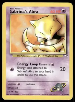 Sabrina's Abra Vintage Pokemon Gym Heroes TCG Card 91/132 - Image 1