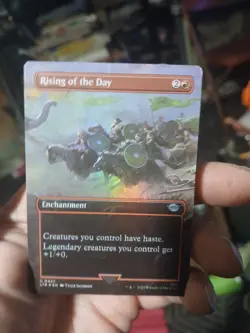 MTG Rising of the Day Borderless Foil Card Near Mint Condition - Image 1
