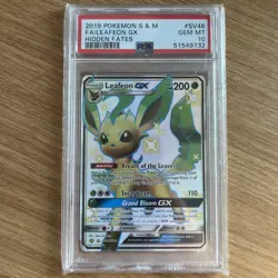 PSA 10 Leafeon GX SV46/SV94 Pokemon Hidden Fates Full Art Holo Card - Image 1