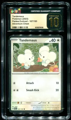 CGC Pristine 10 Tandemaus Cosmos Holo Paldea Evolved Adventure Chest Pokemon 167 - Image 1