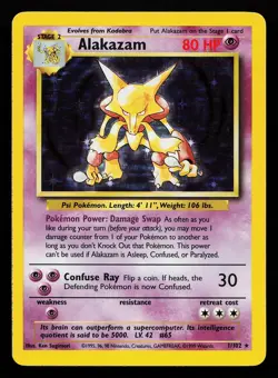 Alakazam 1/102 Holo Rare Base Set Pokemon Card Creased - Image 1