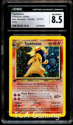 CGC 8.5 NM-MINT+ Typhlosion 17/111 HOLO SWIRL 1st Edition Pokemon Card 039 - Image 1