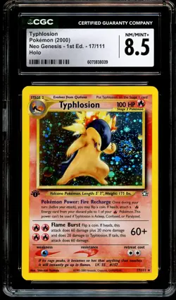 CGC 8.5 NM-MINT+ Typhlosion 17/111 HOLO SWIRL 1st Edition Pokemon Card 039 - Image 2