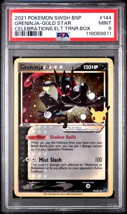 2021 POKEMON SWSH BLACK STAR PROMO #144 GRENINJA-GOLD STAR PSA 9 - Image 1