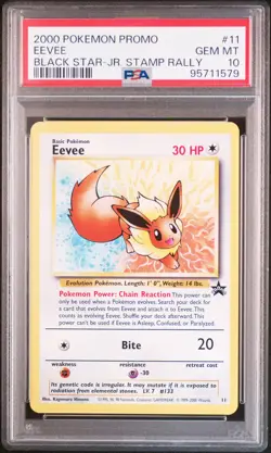 2000 POKEMON PROMO BLACK STAR JR. STAMP RALLY #11 EEVEE PSA 10 - Image 1