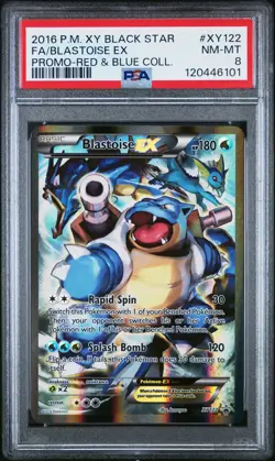 2016 POKEMON XY BLACK STAR PROMO RED & BLUE COLL FULL ART/BLASTOISE EX PSA 8 - Image 1