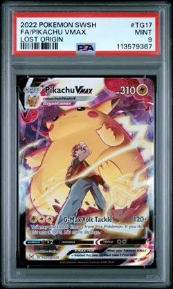 2022 POKEMON SWORD & SHIELD LOST ORIGIN #TG17 FULL ART/PIKACHU VMAX PSA 9 - Image 1