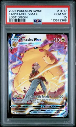 2022 POKEMON SWORD & SHIELD LOST ORIGIN #TG17 FULL ART/PIKACHU VMAX PSA 10 - Image 1