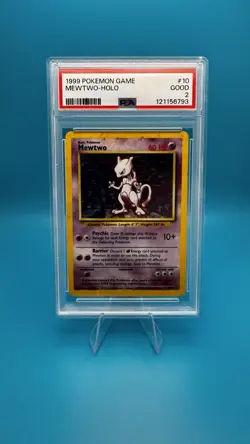 Pokemon TCG Base Set Unlimited Mewtwo Holo #10 PSA 2 Good - Image 1