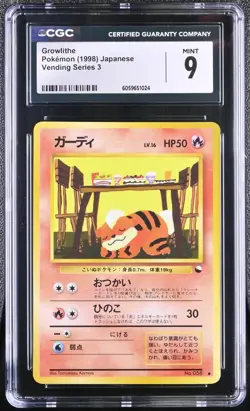 Pokemon TCG Growlithe #58 (1998) Japanese Vending Series 3 CGC 9 - Image 1