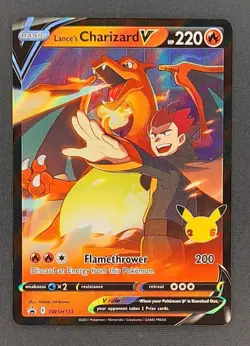 Pokemon TCG Celebrations SWSH133 Lance's Charizard V - Promo 25th Anniversary NM - Image 1