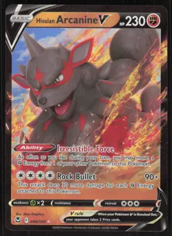 Pokemon TCG SWSH12: Silver Tempest #090/195 Hisuian Arcanine V NM - Image 1