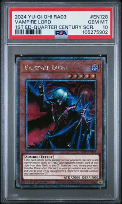 2024 YU-GI-OH! RA03-QUARTER CENTURY BONANZA #EN128 VAMPIRE LORD PSA 10 - Image 1