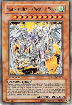 Yugioh Stardust Dragon/Assault Mode DP09-EN001 Super Rare 1st Ed VLP - Image 1