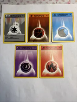 Pokemon 1st Edition (1999) Base Set 5 Energy Card Lot ~ VTG LP - Image 1