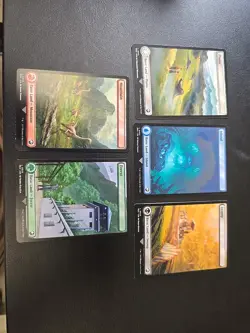 MTG Jurassic World Double Sided Full Art Basic Lands Set (5 Cards) - Image 1