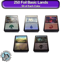 250 FOIL Basic Lands MTG 50 of Each Color! Magic The Gathering Bulk Lot Set Mana - Image 1