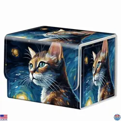 Enchanting Cat & Starry Night Magnet Case for MTG Deck Box - Holds 200 Cards - Image 1