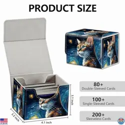 Enchanting Cat & Starry Night Magnet Case for MTG Deck Box - Holds 200 Cards - Image 2