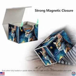 Enchanting Cat & Starry Night Magnet Case for MTG Deck Box - Holds 200 Cards - Image 4