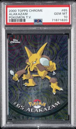 2000 TOPPS CHROME POKEMON T.V. #65 ALAKAZAM PSA 10 - Image 1