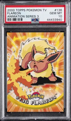 2000 TOPPS POKEMON TV ANIMATION SER 3 #136 FLAREON PSA 10 - Image 1