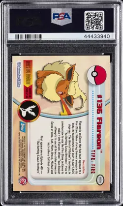 2000 TOPPS POKEMON TV ANIMATION SER 3 #136 FLAREON PSA 10 - Image 2
