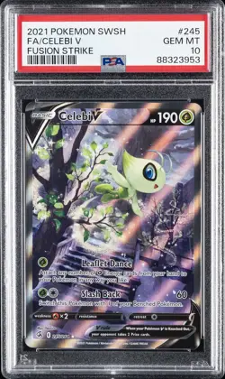 2021 POKEMON SWORD & SHIELD FUSION STRIKE #245 FULL ART/CELEBI V PSA 10 - Image 1