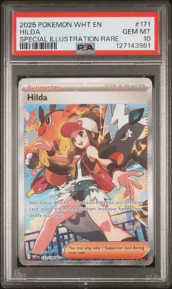 2025 POKEMON WHT EN-WHITE FLARE SPECIAL ILLUSTRATION RARE #171 HILDA PSA 10 - Image 1