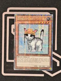 RA02-EN001 Rescue Cat Quarter Century Secret Rare YuGiOh - Image 1