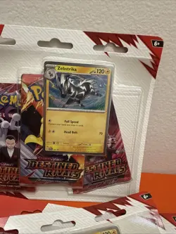 Pokemon TCG Destined Rivals 3 Pack Blister Zebstrika Lot of 3 - Image 3