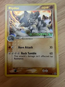 Pokemon Rhydon 19/106 Stamped Holo Rare Emerald LP - Image 1