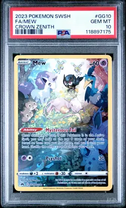 2023 POKEMON SWORD & SHIELD CROWN ZENITH #GG10 FULL ART/MEW PSA 10 - Image 1