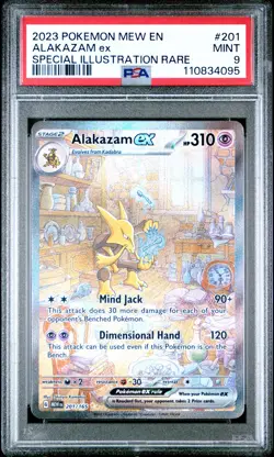 2023 POKEMON MEW EN-151 SPECIAL ILLUSTRATION RARE #201 ALAKAZAM EX PSA 9 - Image 1