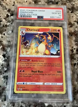 2020 Pokemon Sword & Shield Vivid Voltage 025/185 Charizard PSA 10 - Image 1