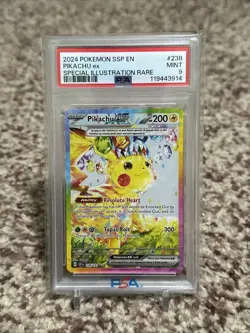 2024 POKEMON SURGING SPARKS #238 PIKACHU ex SPECIAL ILLUSTRATION RARE PSA 9 MINT - Image 1