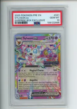 2025 Pokemon Prismatic Evolutions Sylveon EX 041/131 Surprise Box Promo PSA 10 - Image 1
