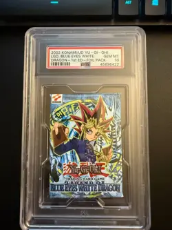 1st Ed 2002 Yu-Gi-Oh! Legend Of Blue Eyes White Dragon LOB Booster Pack PSA 10 - Image 1