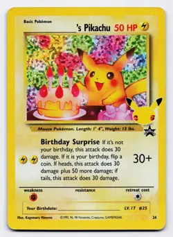 Birthday Pikachu [24/53] Celebrations Black Star Promo [Pokemon Card English] - Image 1