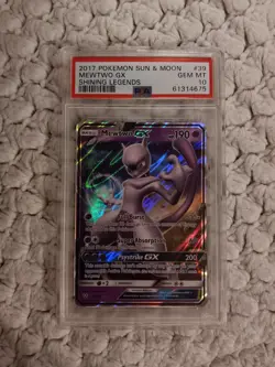 2017 Pokemon Sun & Moon Mewtwo GX Shining Legends #39 Psa 10 - Image 1