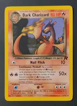 Dark Charizard #21/82, Team Rocket Non-Holo Rare, 2000 Vintage Pokemon TCG, LP - Image 1