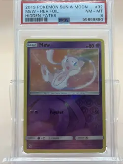 PSA 8 Mew-Rev.Foil 2019 Pokemon Sun & Moon 32/68 NM-MT Hidden Fates Fast Ship - Image 1