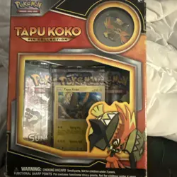 POKEMON TCG Tapu Koko Pin Collection Factory Sealed Box-3 Booster Packs,Pin,Foil - Image 1
